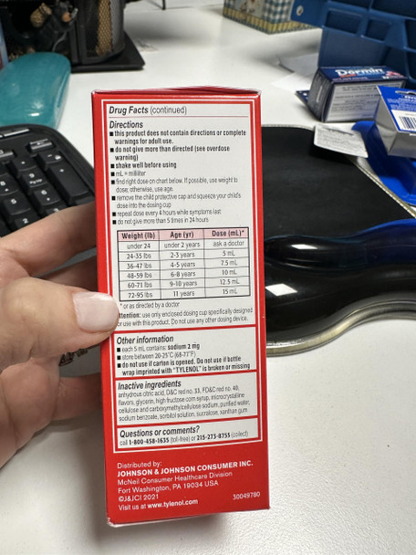 Children's Tylenol Oral Suspension Medicine with Acetaminophen; Bubble Gum; 4 fl. oz