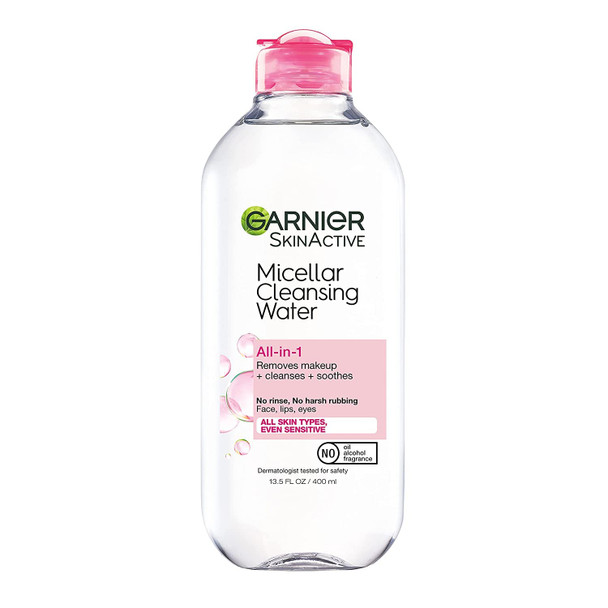 Garnier Micellar Water, Hydrating Facial Cleanser & Makeup Remover, Suitable for Sensitive Skin, Vegan, Cruelty Free, 13.5 Fl Oz (400mL), 1 Count
