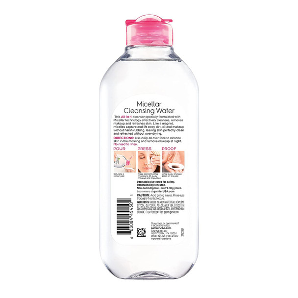 Garnier Micellar Water, Hydrating Facial Cleanser & Makeup Remover, Suitable for Sensitive Skin, Vegan, Cruelty Free, 13.5 Fl Oz (400mL), 1 Count