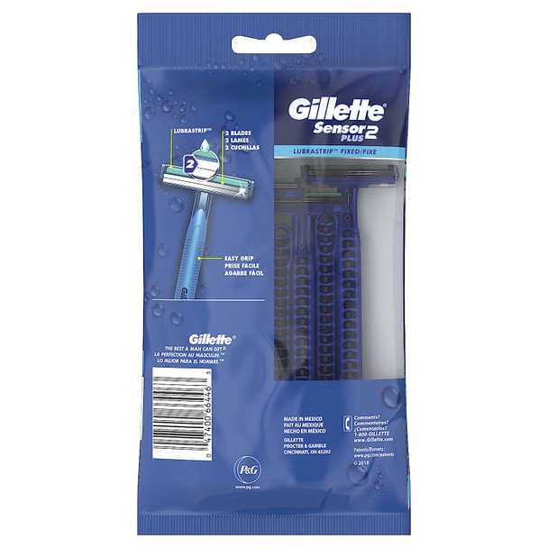 Gillette Sensor2 Plus Men's Disposable Razors, 10Count