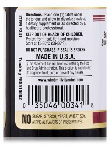 Windmill Quick Melt B-12 Dietary Supplement Tablets for Metabolism 3000mcg 60 Ct