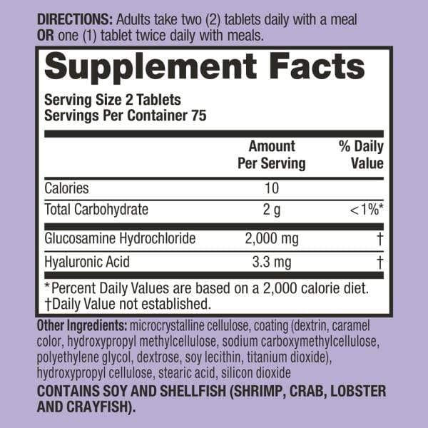 Schiff 12187 Glucosamine 2000 mg Plus Vitamin D3 Coated Tablet, 150 Count