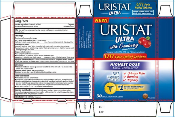 URISTAT Ultra UTI Pain Relief, Cranberry Flavored Coating, 30 Tablets