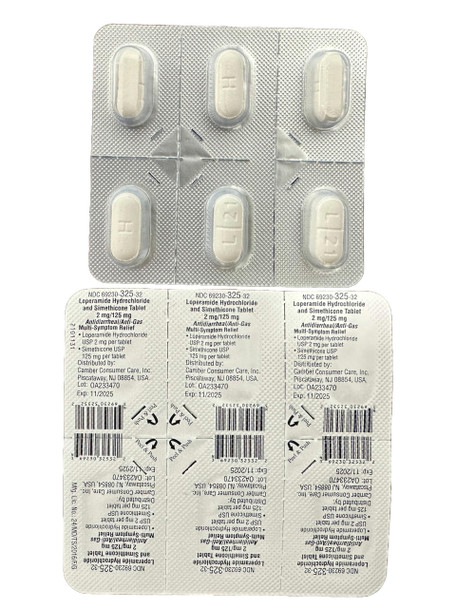 Camber Loperamide and Simethicone Multi-Symptom Tablets, Anti-Diarrheal and Anti-Gas, 24 Count