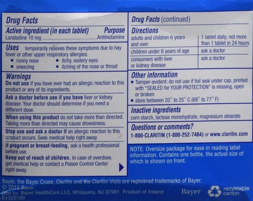 Claritin 24 Hour Relief Antihistamine Loratadine Tablets Non Drowsy 10 mg 70 Ct