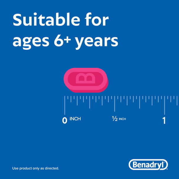 Benadryl Ultratabs Go Packs Antihistamine Allergy Relief Medicine, 25 mg Diphenhydramine HCl Tablets for Relief of Cold & Allergy Symptoms, Travel & On-The-Go Size, 4 Packets of 2 Tablets