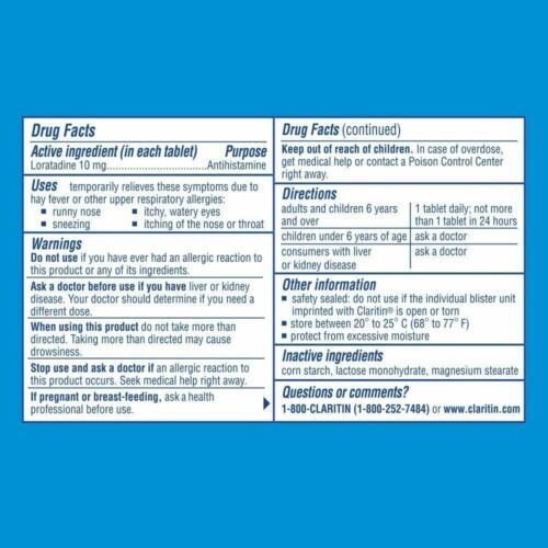 Bayer Claritin Indoor & Outdoor Allergies Tablets Non-Drowsy 24 Hour 10 Count