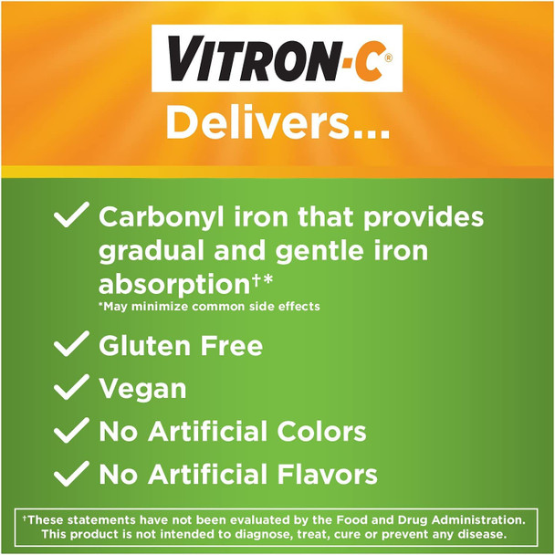 Vitron - C High Potency Iron Supplement Tablets - 60 Ta