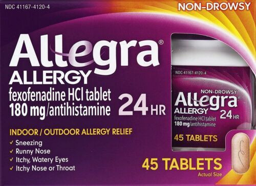 Allegra 24 Hour Indoor and Outdoor Allergy Relief Non-Drowsy Tablets 45 Count