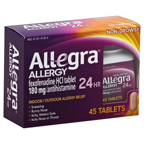 Allegra 24 Hour Indoor and Outdoor Allergy Relief Non-Drowsy Tablets 45 Count