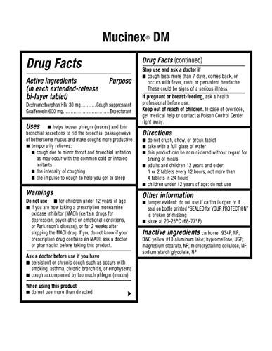 Mucinex DM 12 Hour Expectorant and Cough Suppressant Bi-Layer Tablets, 20 Count