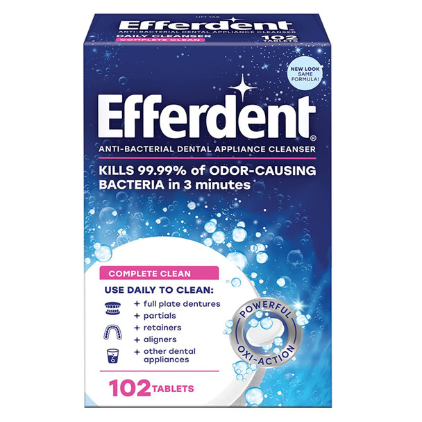 Efferdent Denture Cleanser Tablets, Complete Clean, 102 Tablets