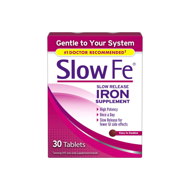 Slow Fe Iron Supplement Tablets Gentle Easy To Swallow High Potency 30ct 1 Pack