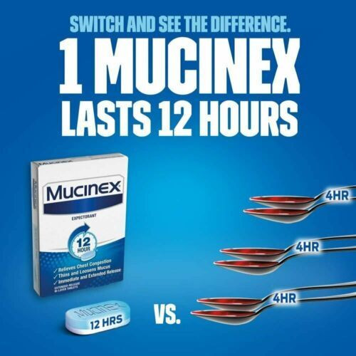Mucinex Guiafenesin 600mg Expectorant Extended Release Bi-Layer Tablets 100 Each
