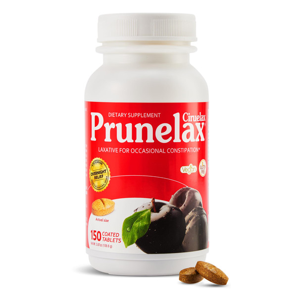 Prunelax Ciruelax Regular Strength Laxative Tablets - Natural-Ingredient Based Laxative for Occasional Constipation, Predictable Overnight Relief with Senna Leaf Extracts, 8-12 Hr Fast-Acting - 150ct