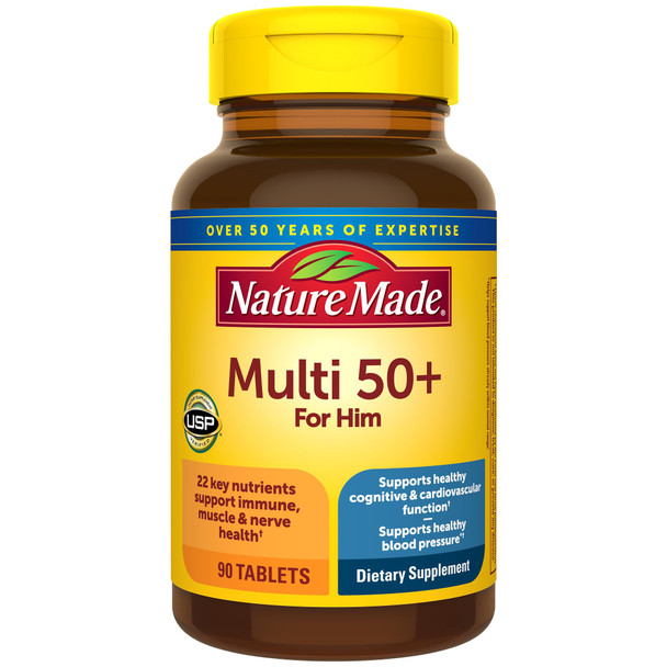 Nature Made Multivitamin for Men Over 50, Mens Multivitamins 50 Plus, Daily Nutritional Support, Nature Made Multi Vitamins, 90 Tablets, 90 Day Supply