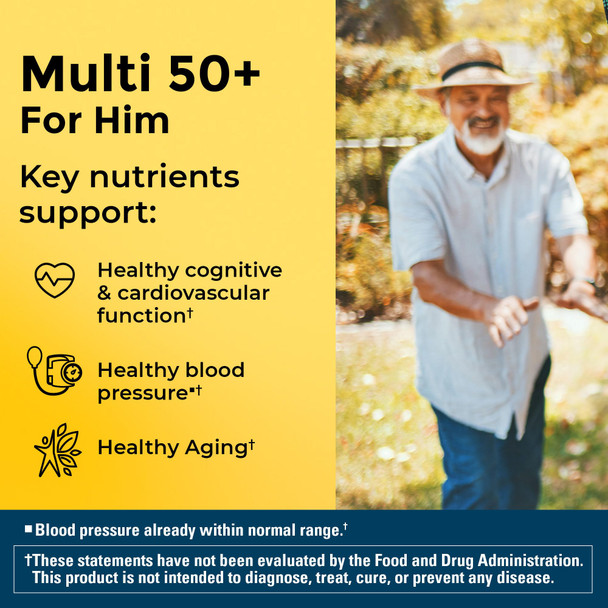 Nature Made Multivitamin for Men Over 50, Mens Multivitamins 50 Plus, Daily Nutritional Support, Nature Made Multi Vitamins, 90 Tablets, 90 Day Supply