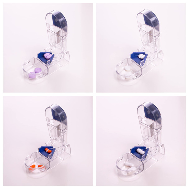 Apex Ultra Pill Cutter, Professional Medical Pill Splitter with Retracting Blade Guard, for Precise Cutting Small or Large Tablets, Vitamins, Blue/Green and Clear, 1 Count, Compact & Travel-Friendly