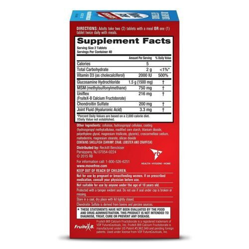 Schiff Move Free Joint Health Advanced Plus MSM & Vitamin D3 Coated Tablets 80Ct