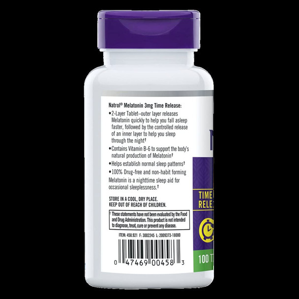 Natrol Melatonin 5 mg Time Release, Dietary Supplement to Minimize Wake Ups, Nighttime Sleep Aid, 100 Tablets, Up to a 100 Day Supply