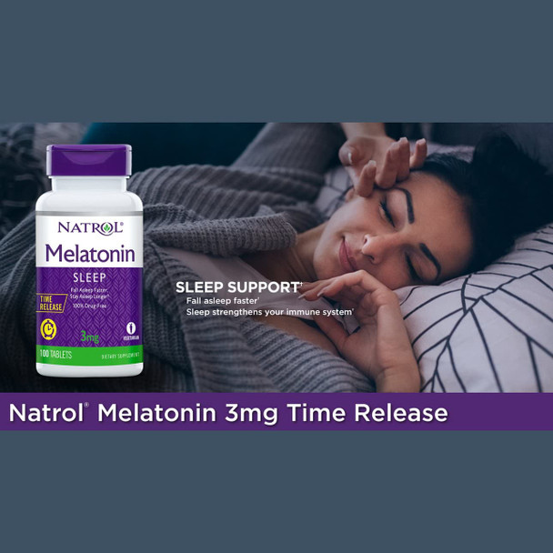 Natrol Melatonin 5 mg Time Release, Dietary Supplement to Minimize Wake Ups, Nighttime Sleep Aid, 100 Tablets, Up to a 100 Day Supply