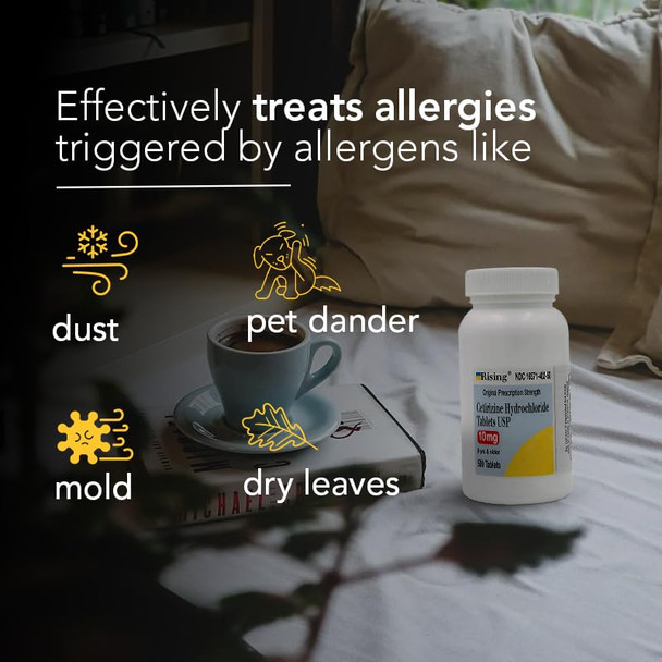 Rising Pharma - Cetirizine HCL 10 mg - Antihistamine Seasonal Allergy Tablets - 500 Tablets