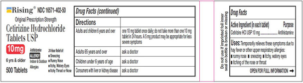 Rising Pharma - Cetirizine HCL 10 mg - Antihistamine Seasonal Allergy Tablets - 500 Tablets