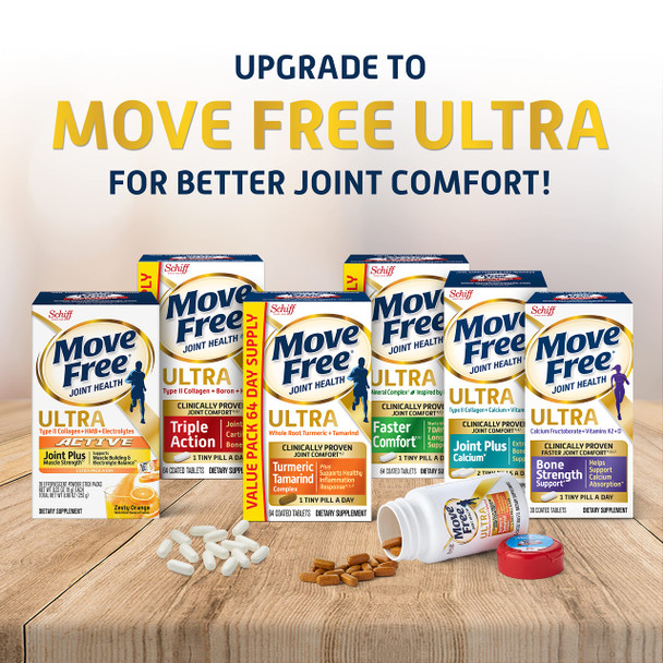 Move Free Advanced Glucosamine Chondroitin + Calcium Fructoborate Joint Support Supplement, Supports Mobility Comfort Strength Flexibility & Bone - 80 Tablets (40 servings)*