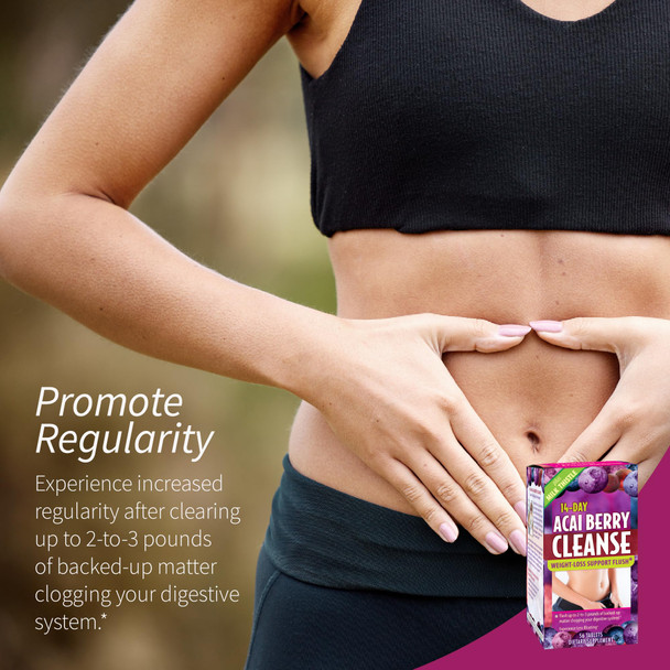 Applied Nutrition 14-Day Acai Berry Cleanse - 56 Tablets - Weight-Loss Support Flush + Milk Thistle - 28 Servings