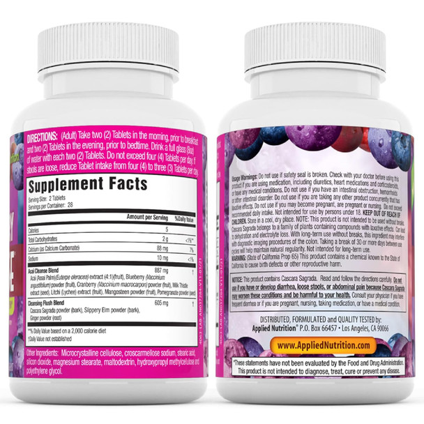 Applied Nutrition 14-Day Acai Berry Cleanse - 56 Tablets - Weight-Loss Support Flush + Milk Thistle - 28 Servings