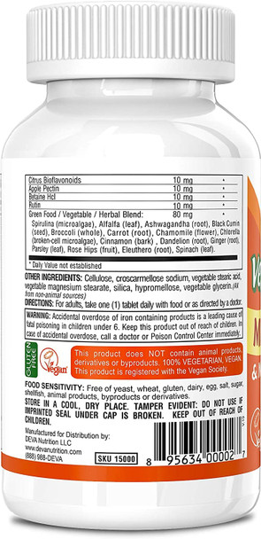 DEVA Vegan Multivitamin & Mineral Supplement Tablets, 90 Tablets