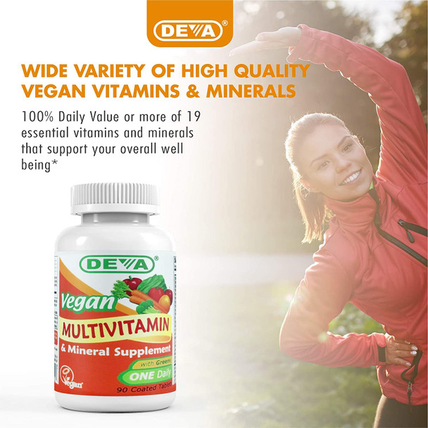 DEVA Vegan Multivitamin & Mineral Supplement Tablets, 90 Tablets