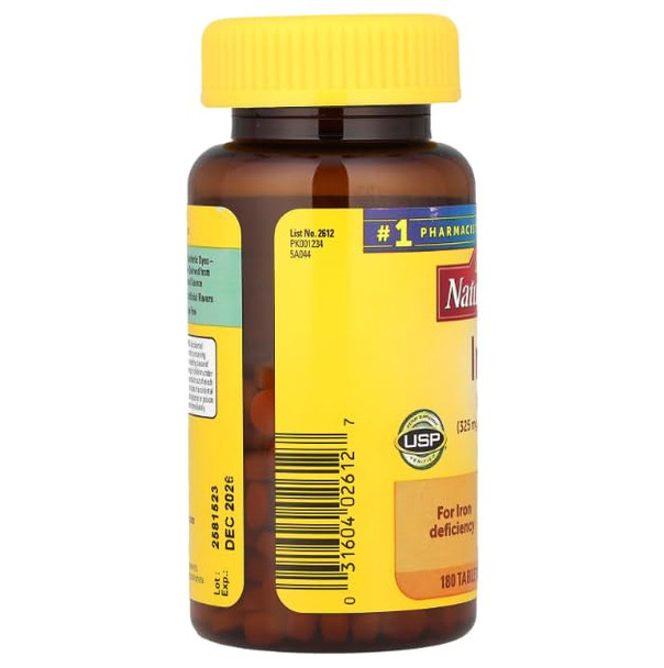 Nature Made Iron 65 mg (325 mg Ferrous Sulfate) Dietary Supplement for Red Blood Cell Support 180 Tablets (Pack of 1)?
