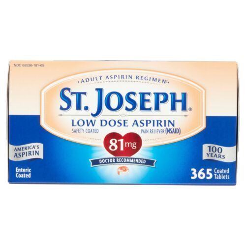 St. Joseph Low Dose Aspirin Pain Reliever Enteric Coated Tablets 81 mg 365 Ct