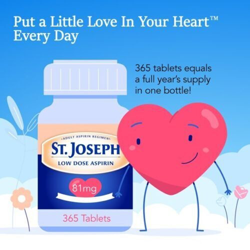 St. Joseph Low Dose Aspirin Pain Reliever Enteric Coated Tablets 81 mg 365 Ct