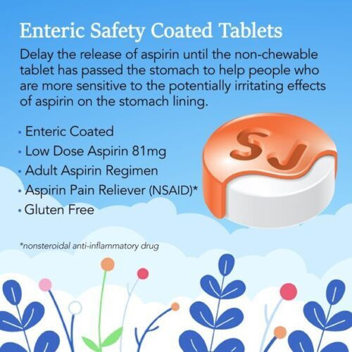 St. Joseph Low Dose Aspirin Pain Reliever Enteric Coated Tablets 81 mg 365 Ct