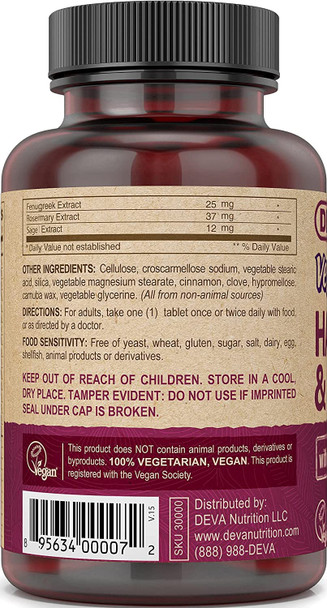 Deva Vegan Vitamins Hair Nails & Skin Supplement with 500 mcg Biotin - 90 Tablets, 1-Pack