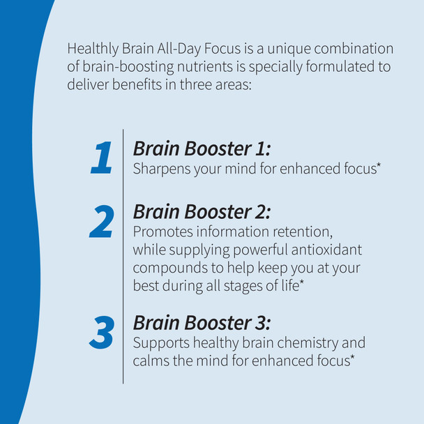 Applied Nutrition Healthy Brain All-Day Focus - 50 Tablets - Powerful 3-in-1 Brain Booster with Turmeric Extract - 25 Servings