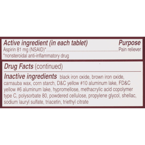 Bayer Aspirin Regimen Low Dose 81mg Enteric Coated Tablets, 120 Count