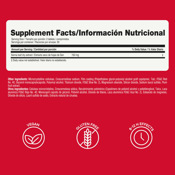 Prunelax Ciruelax Regular Strength Laxative Mini Tablets - Overnight Relief for Occasional Constipation, Senna Extract, Vegan & Gluten-Free, Gentle Relief - 60ct