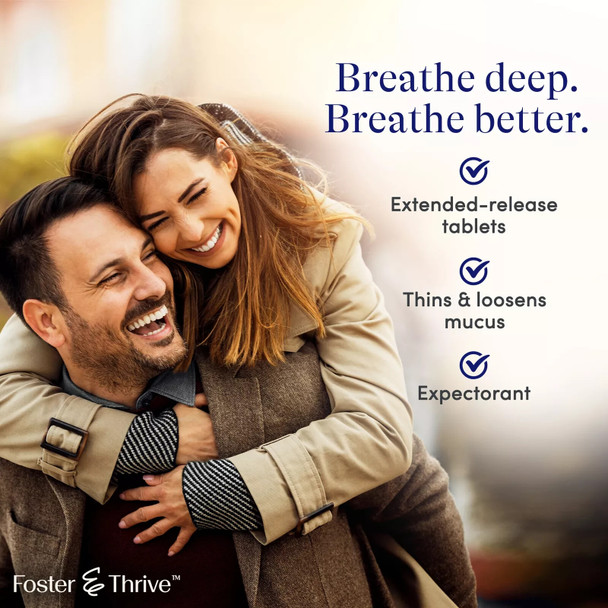 Mucus Extended Release Guaifenesin 600 mg Tablets Foster & Thrive 40 Count