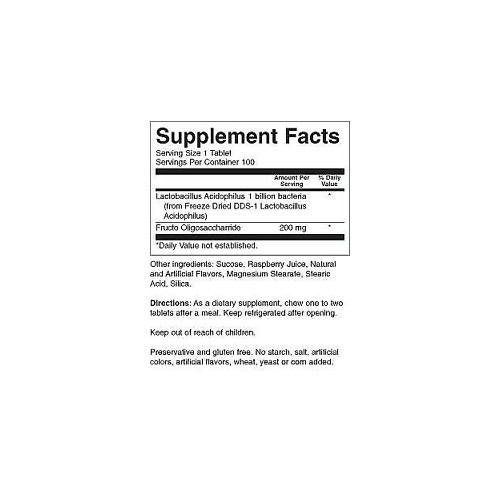 Nature's Blend Chewable Acidophilus Dietary Supplement Raspberry Tablets 100ct