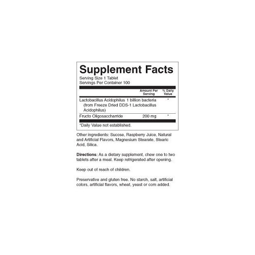 Nature's Blend Chewable Acidophilus Dietary Supplement Raspberry Tablets 100ct