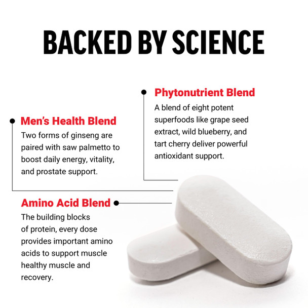 Force Factor Mens Multivitamins, Multivitamin for Men Plus Amino Acids Supplement with 27 Vitamins and Minerals, and Phytonutrients to Support Energy, and Immunity, 60 Tablets