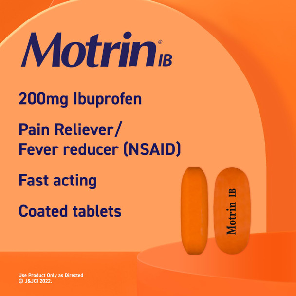 Motrin IB Ibuprofen 200mg Tablets, Ibuprofen Pain & Fever Reliever for Headache, Backache, Muscular Aches, Menstrual Pain & Minor Arthritis Pain, Over-The-Counter NSAID Medicine, 225 ct