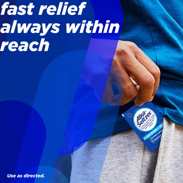 Alka-Seltzer Heartburn + Pain Effervescent Aspirin + Antacid Tablets, Fast Heartburn Relief and Acid Indigestion Relief, Pain Relief with Aspirin, 72 Ct