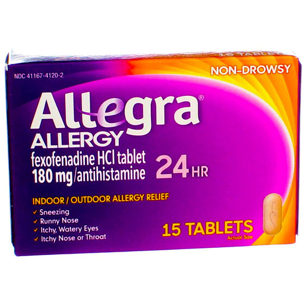 Allegra, Allergy, 24 Hour, Indoor And Outdoor, Original Prescription Strength, 180 Mg, Tablets 15 Count