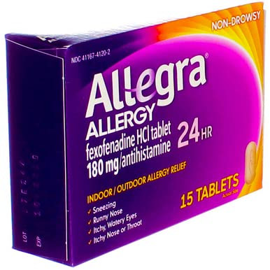 Allegra, Allergy, 24 Hour, Indoor And Outdoor, Original Prescription Strength, 180 Mg, Tablets 15 Count