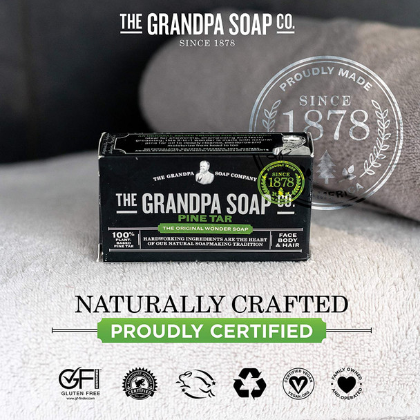 Grandpas Wonder Pine Lathers White Tar Bath Bar Soap - 3.25 Oz