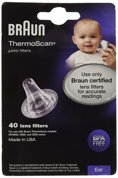 Braun ThermoScan Lens Filters For Ear Thermometer Disposable Clear Cover 40 Each